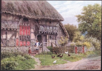 Old Cottage, Bignor, Sussex, from The Cottages and the Village Life of Rural England published by Dent & Sons Limited, 1912 by Alfred Robert Quinton